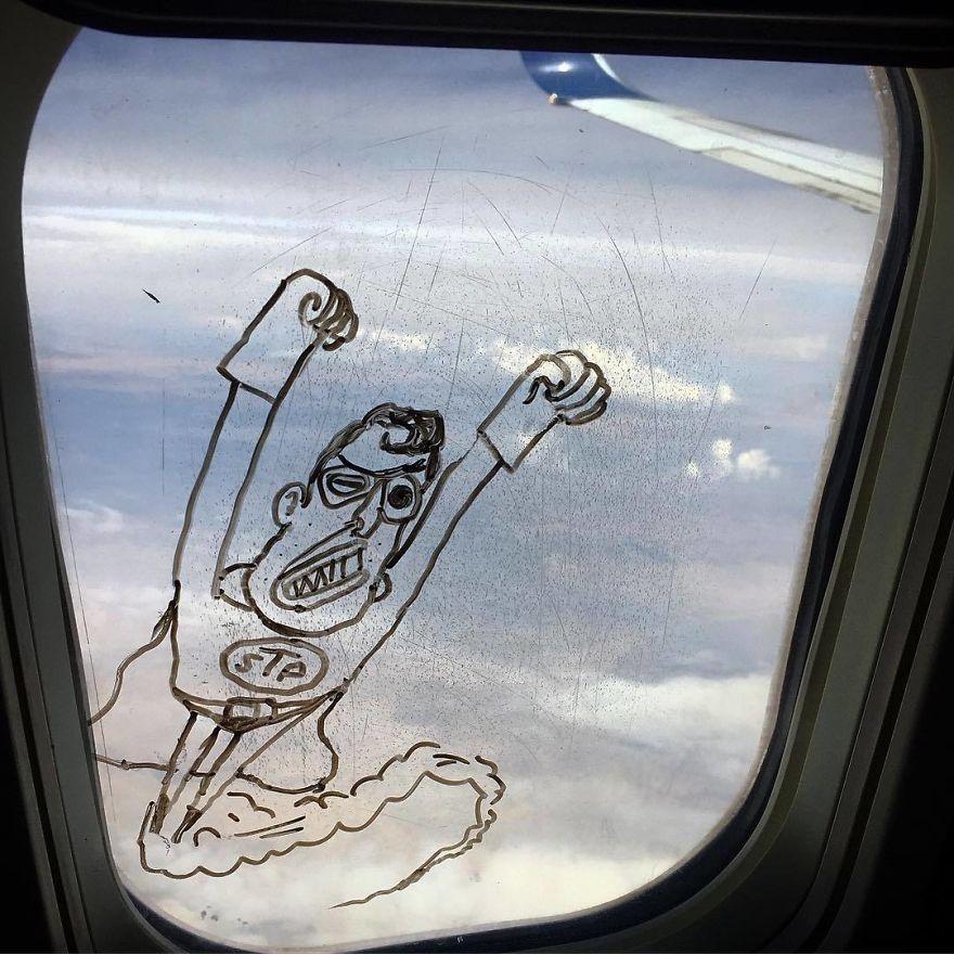 Рисунки на окнах самолета