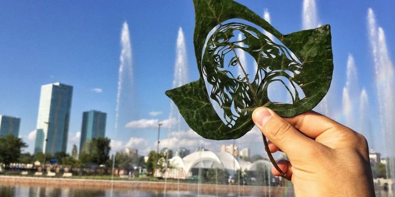 Шедевры на листьях дерева